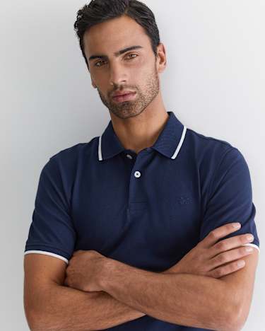 SC Tipped Pique Polo in NAVY