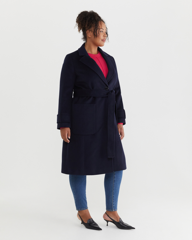 Womens navy longline coat Clearance