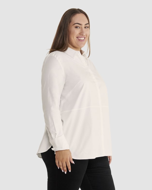 Women's plus size white oxford shirt top
