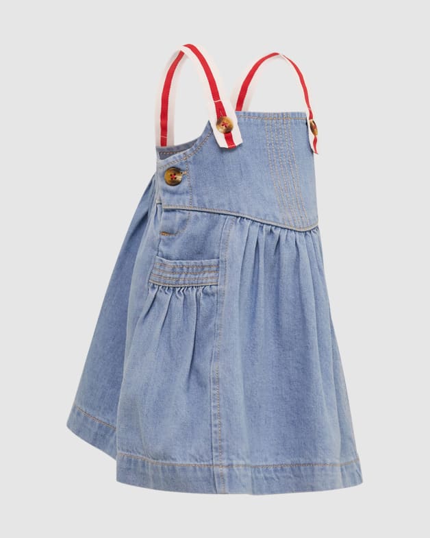 Cotton Dungaree Dress with Insert Pockets