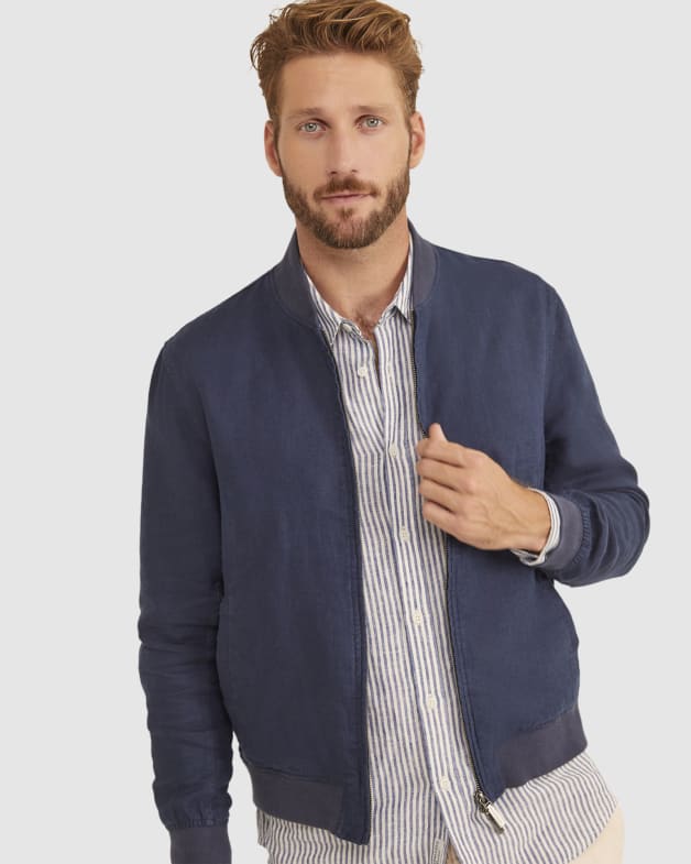 Linen hotsell bomber jacket