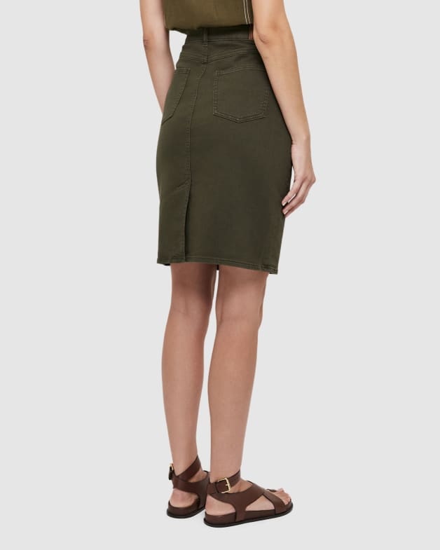 Khaki pencil skirt with store pockets
