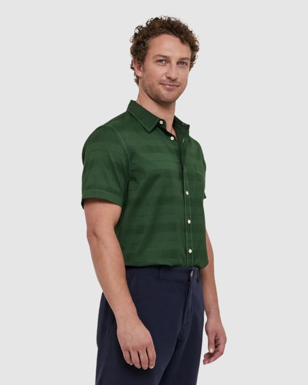 Green short sleeve button up sales