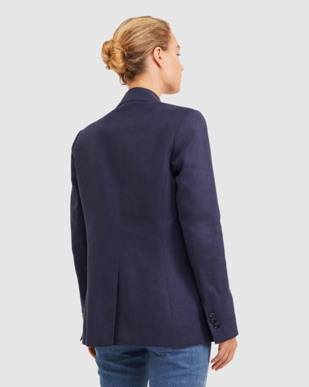 Navy linen blazer outlet