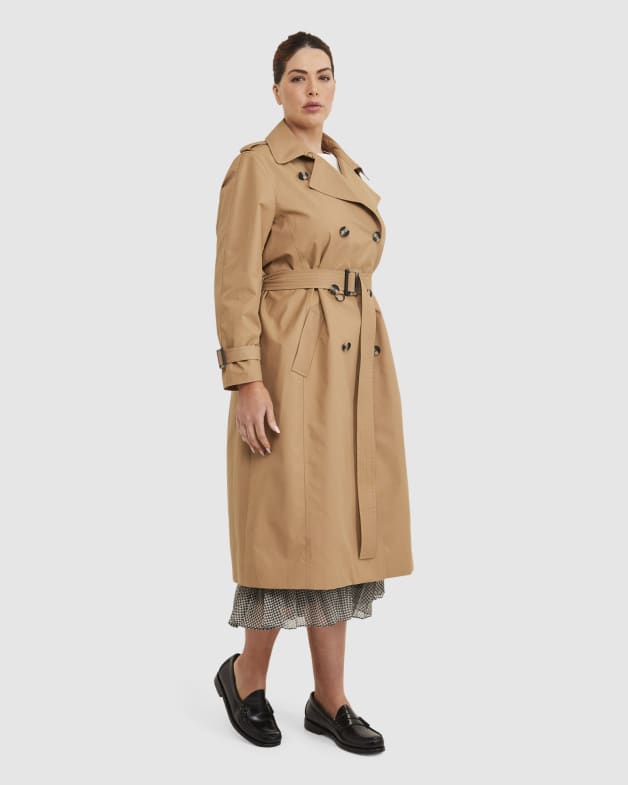 Audrey classic double breasted trench coat with detachable flannel liner & hood online