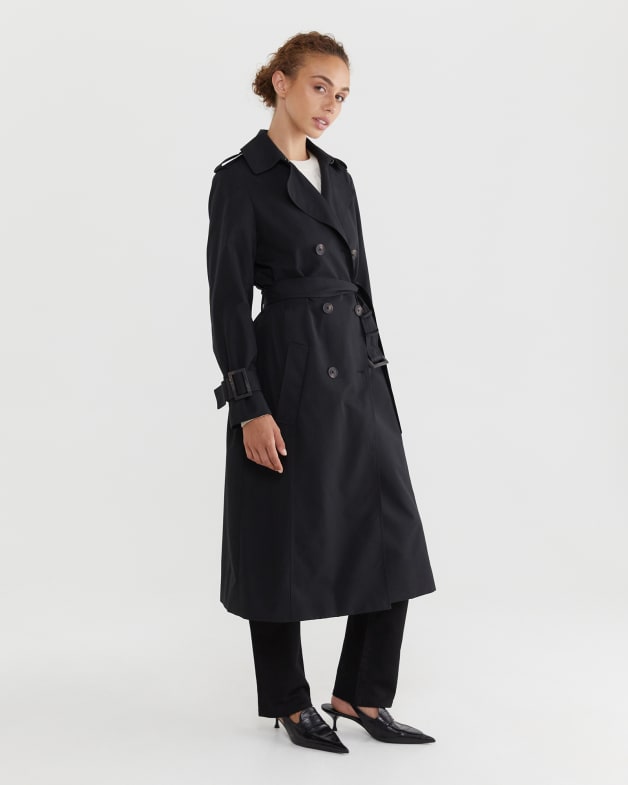 Audrey classic double breasted trench coat with detachable flannel liner & hood sale