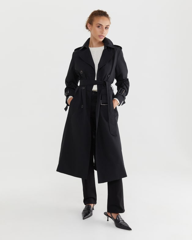 Audrey classic double breasted trench coat with detachable flannel liner & hood online