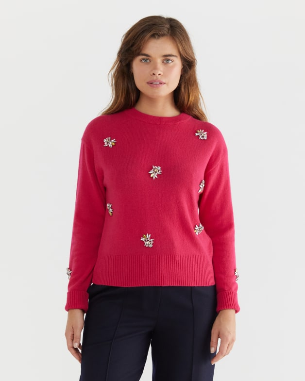 Red discount embellished sweater