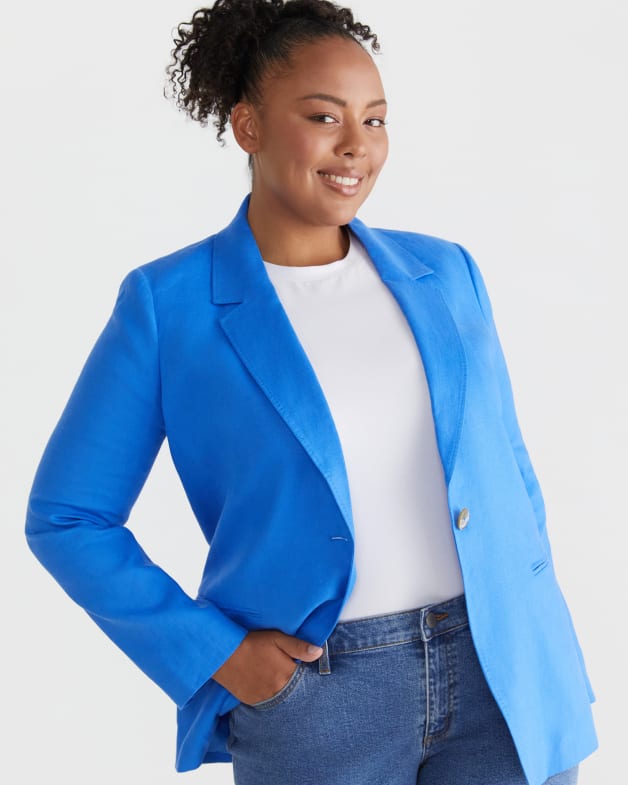 Plus size women's linen blazers top