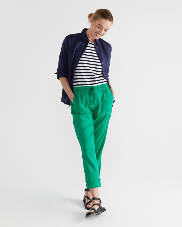 Green linen deals pants women