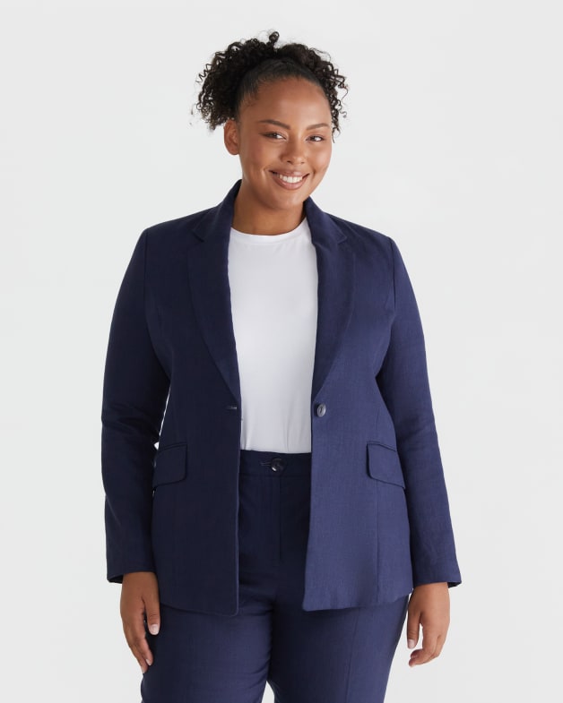 Women's plus size linen blazers cheap