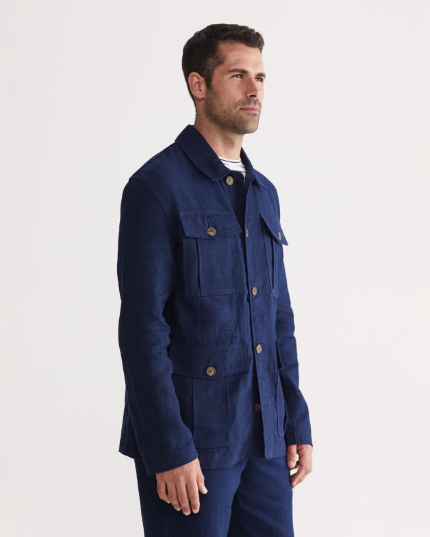 Mens linen sales field jacket