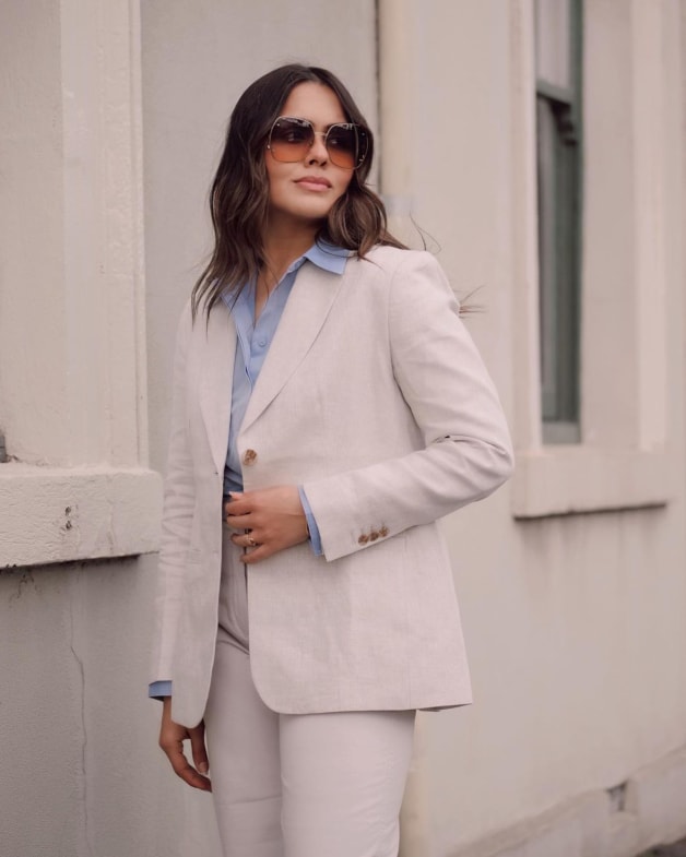Herringbone linen suit vest - Women | MANGO OUTLET USA
