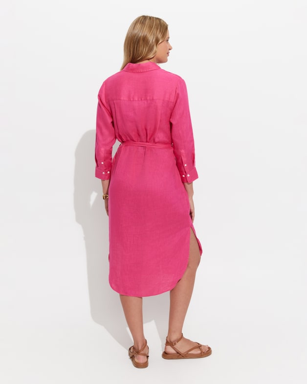 Instagramable Soft Pink Linen Dress with Stunning Back - ROVE
