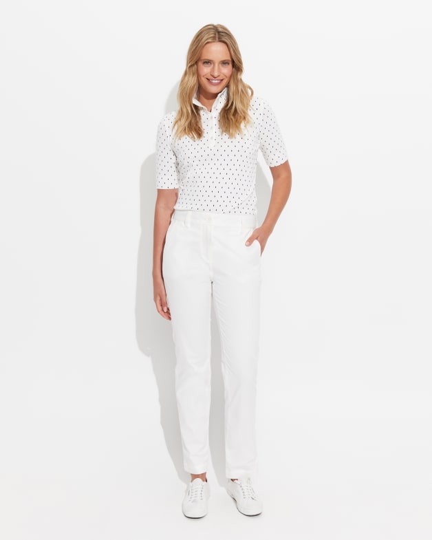 White funnel neck top