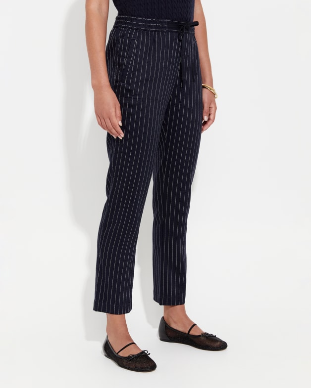 Loose striped linen pant - Stripe - navy