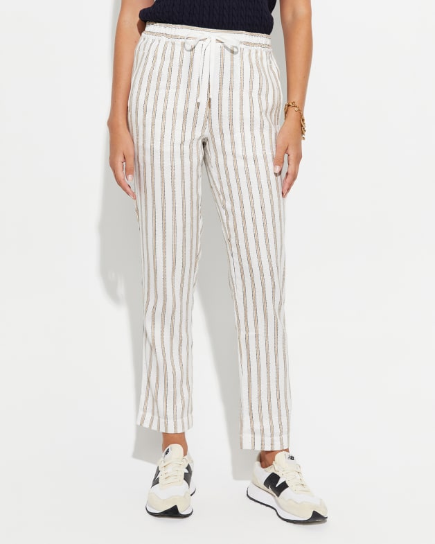 Black and white striped linen pants hot sale