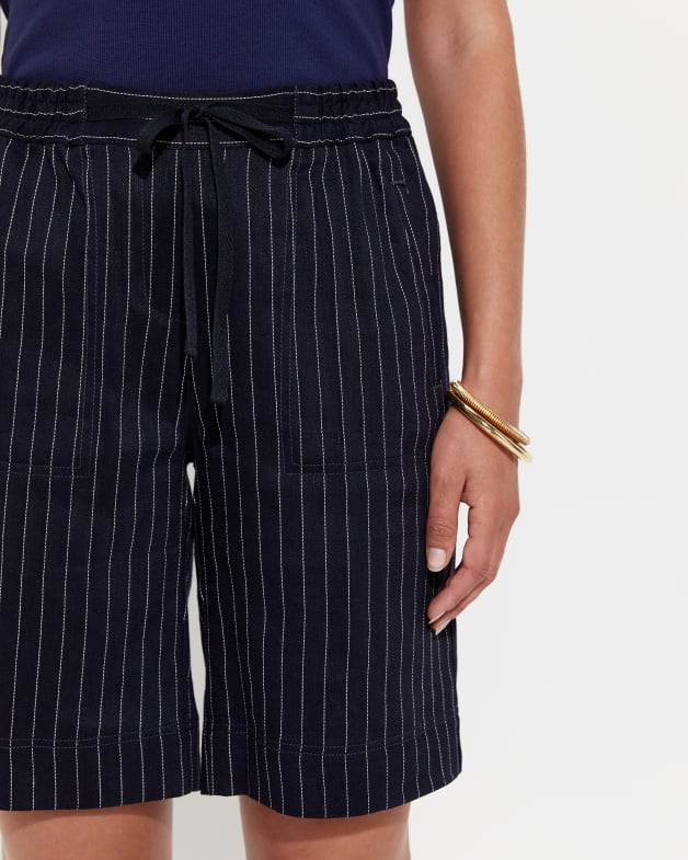 Women's striped linen shorts clearance