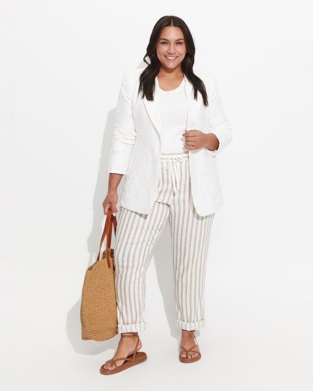 Plus size striped linen top pants