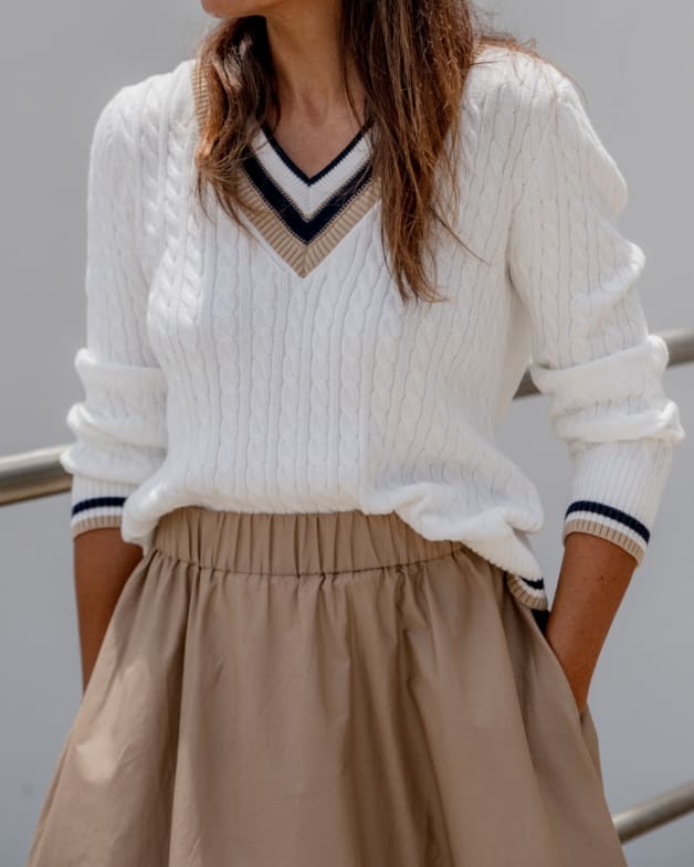 Winter white cable knit sweater sale