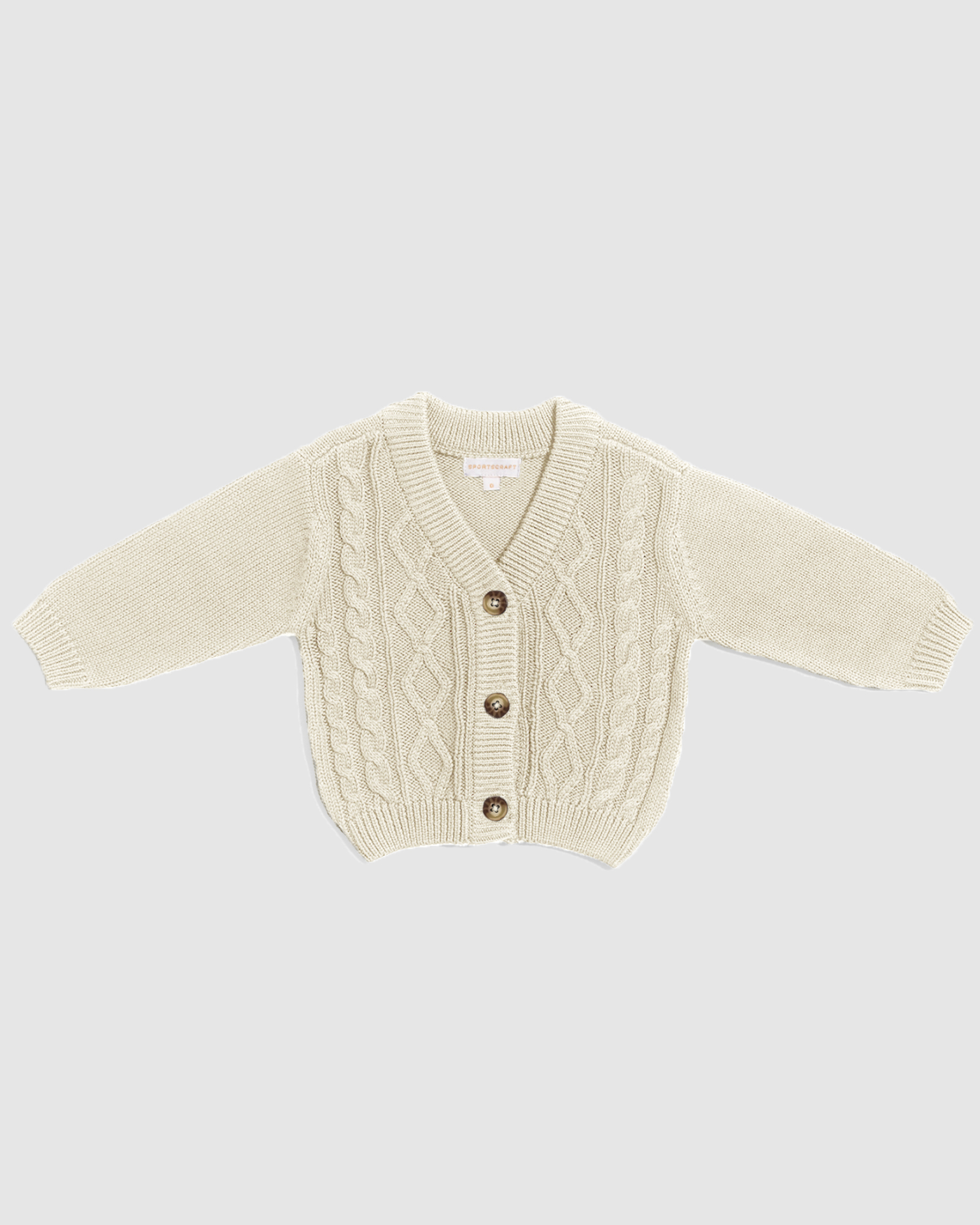 Charlie Cotton Cable Baby Cardigan in IVORY