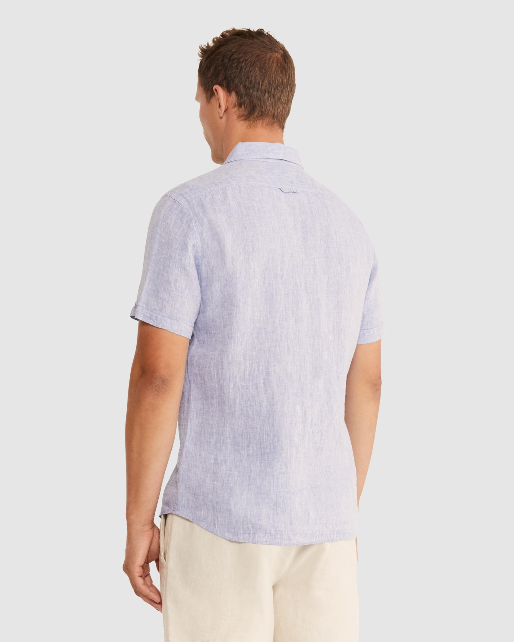 Yarn Dyed Short Sleeve Linen Shirt in CHAMBRAY