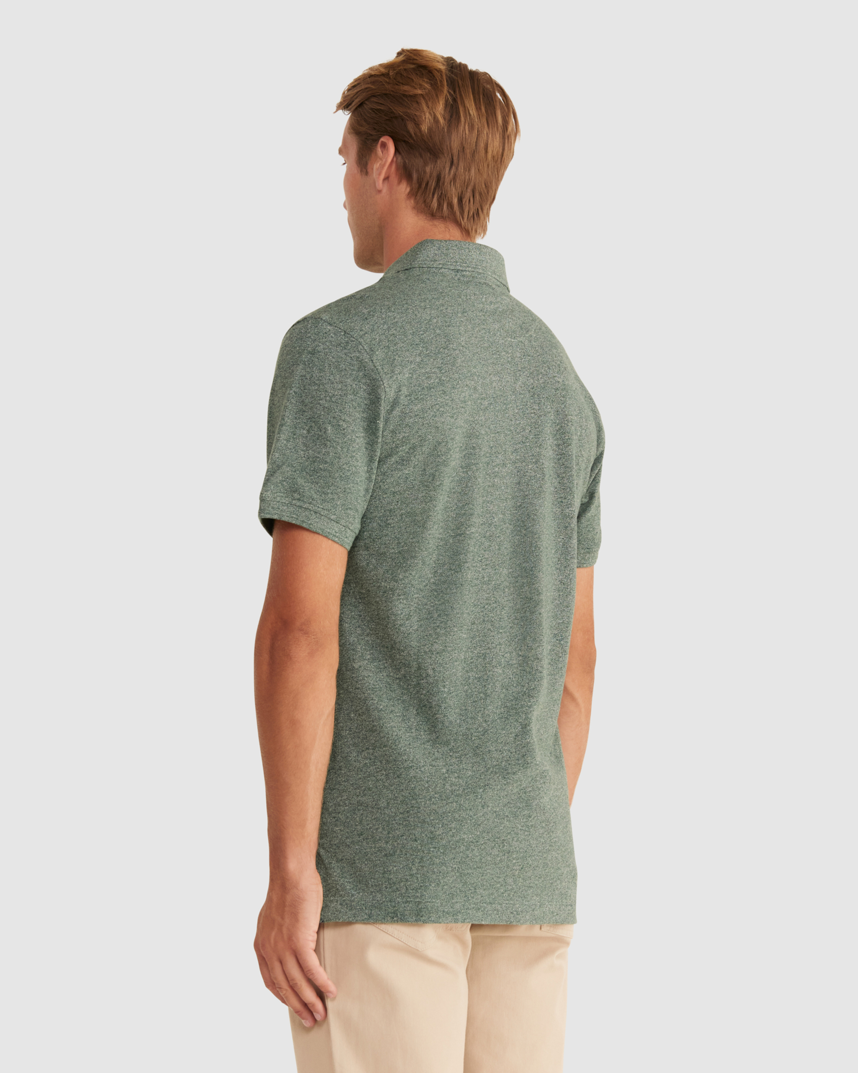 Pique Polo Melange in GREEN MELANGE
