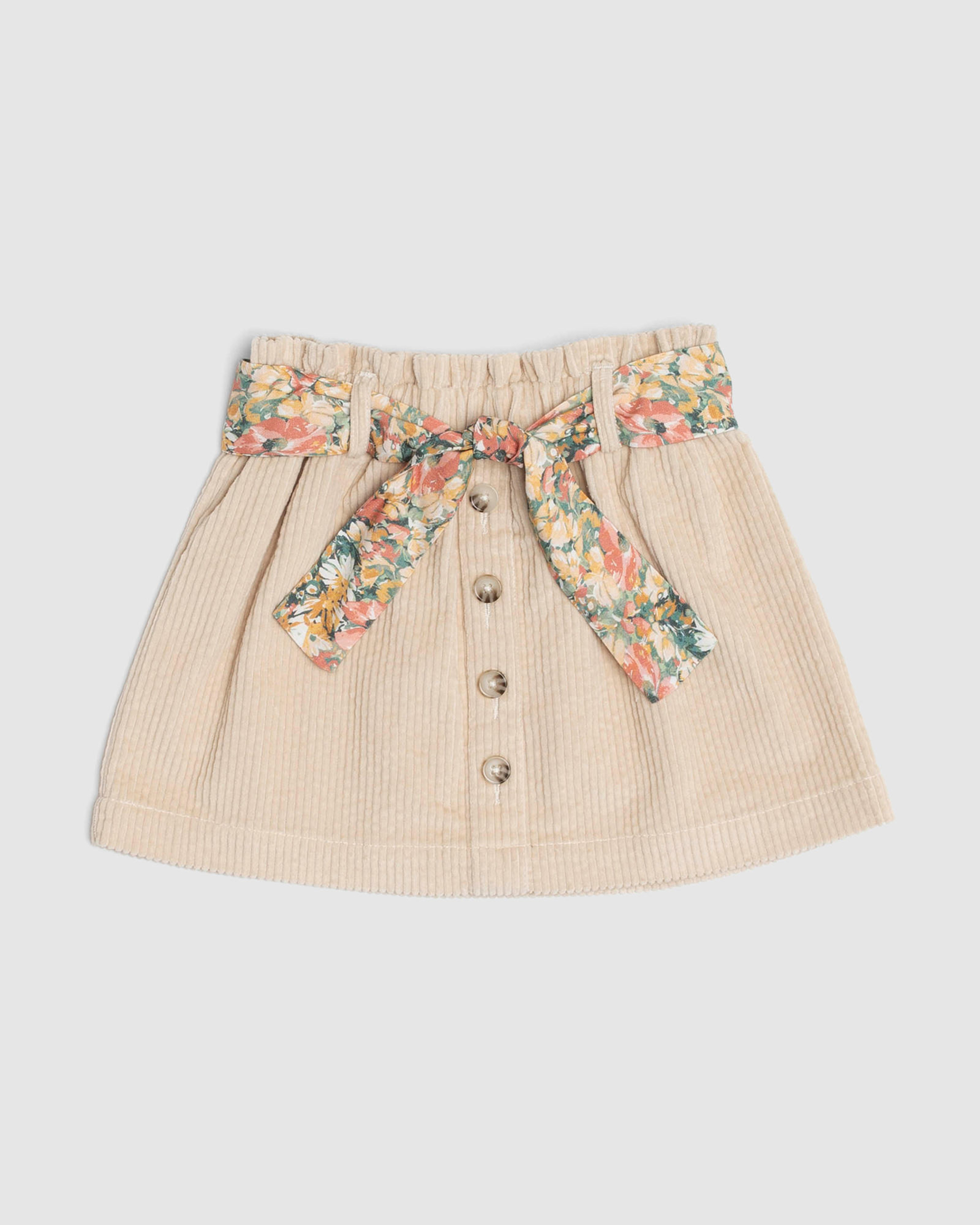 Billie Cotton Cord Skirt in ECRU