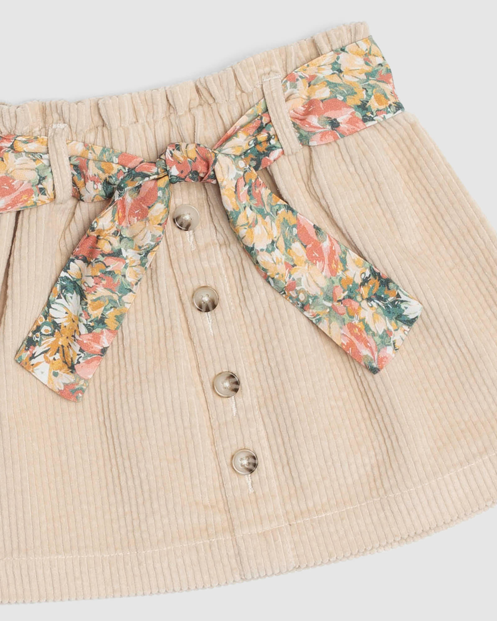 Billie Cotton Cord Skirt in ECRU