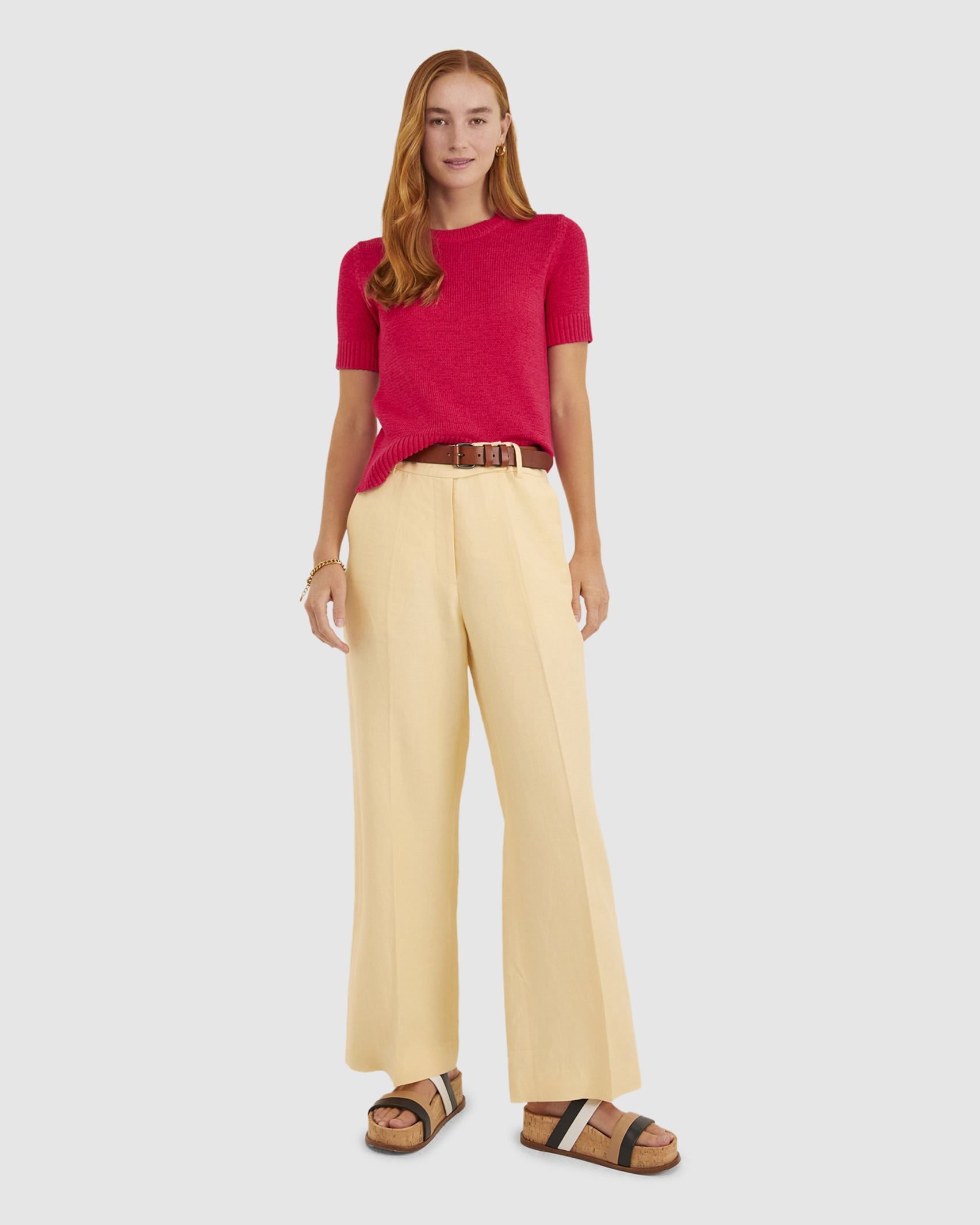 Josie Short Sleeve Knit in MAGENTA
