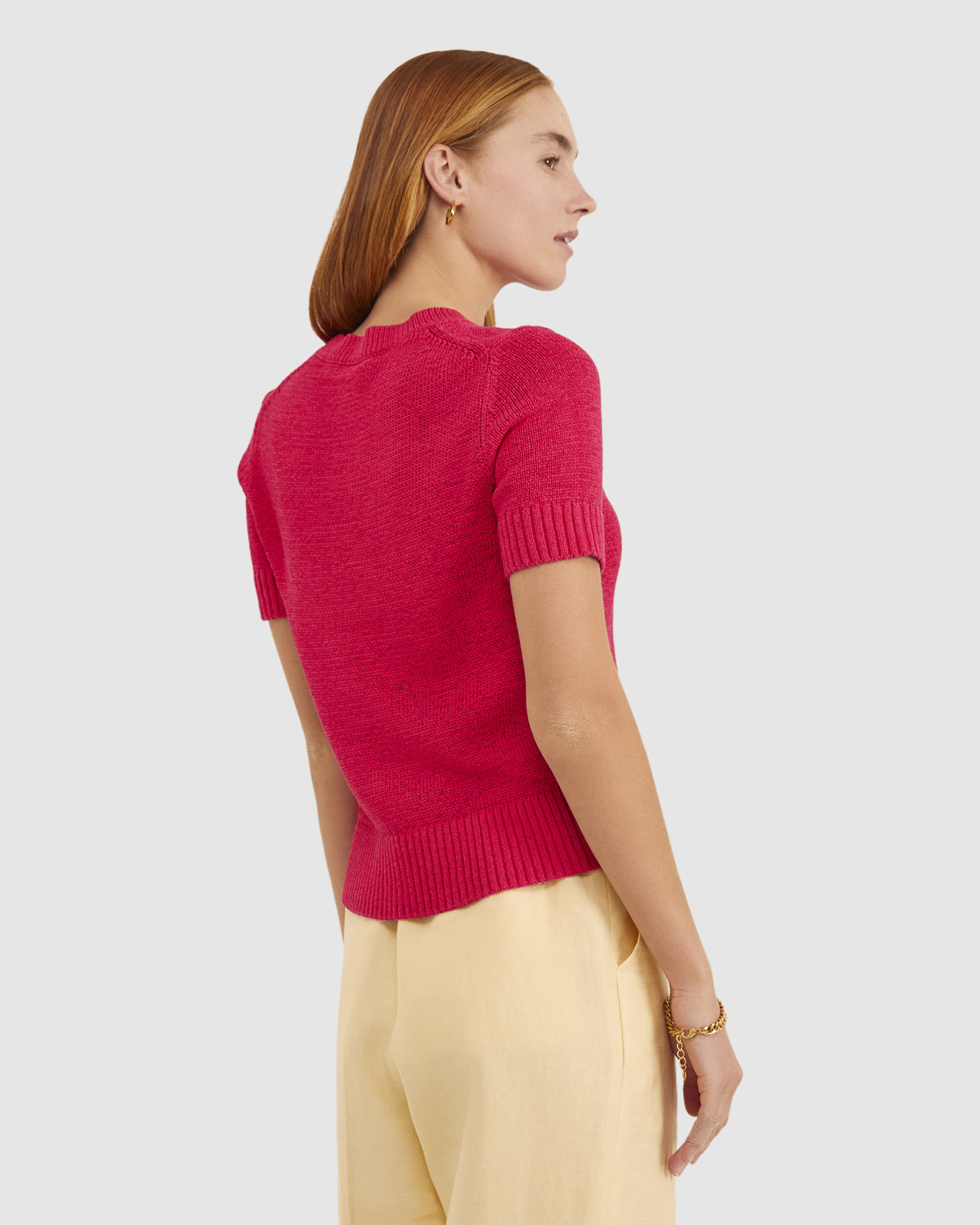 Josie Short Sleeve Knit in MAGENTA