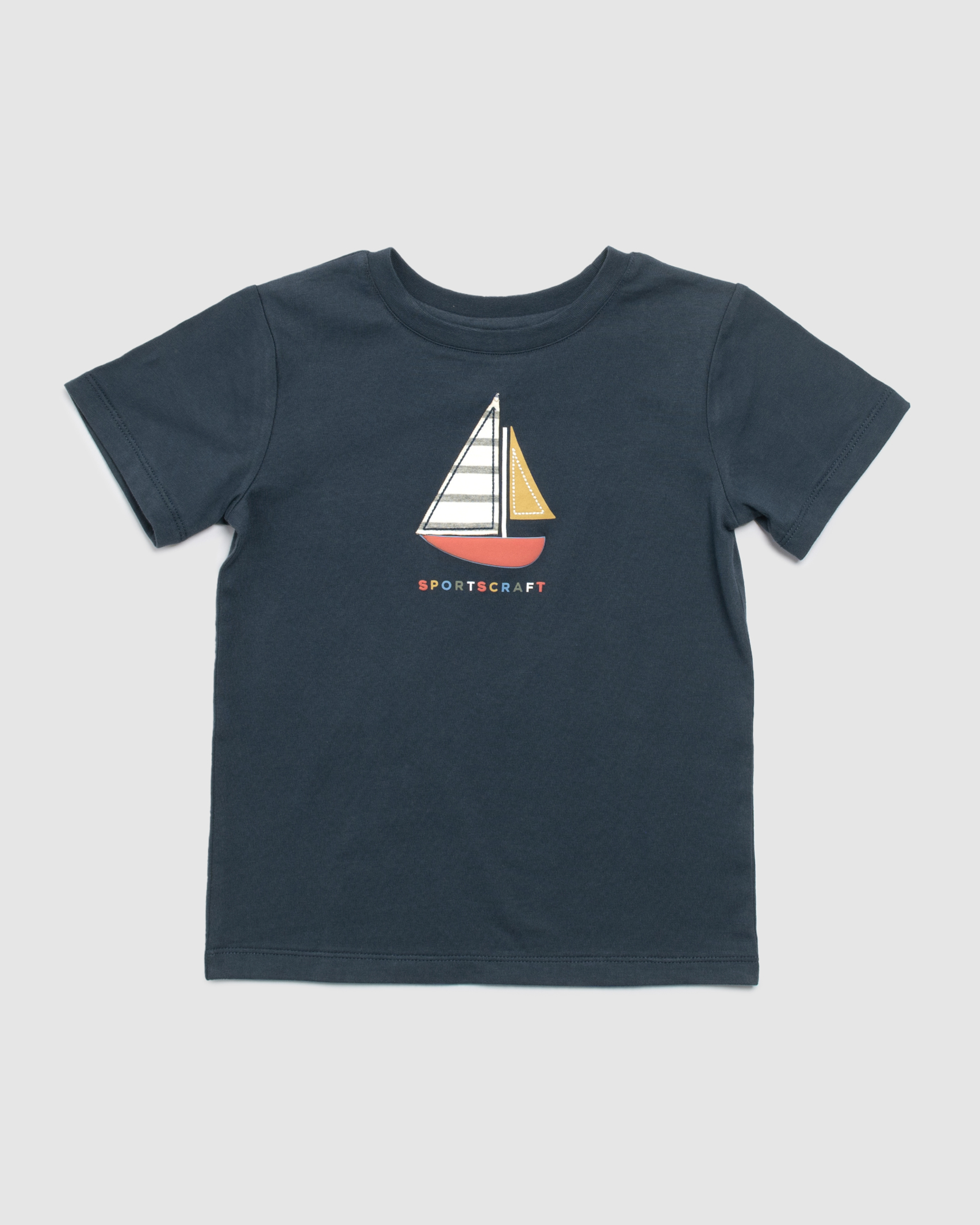 Sail Boat Cotton Short Sleeve Tee in NAVY