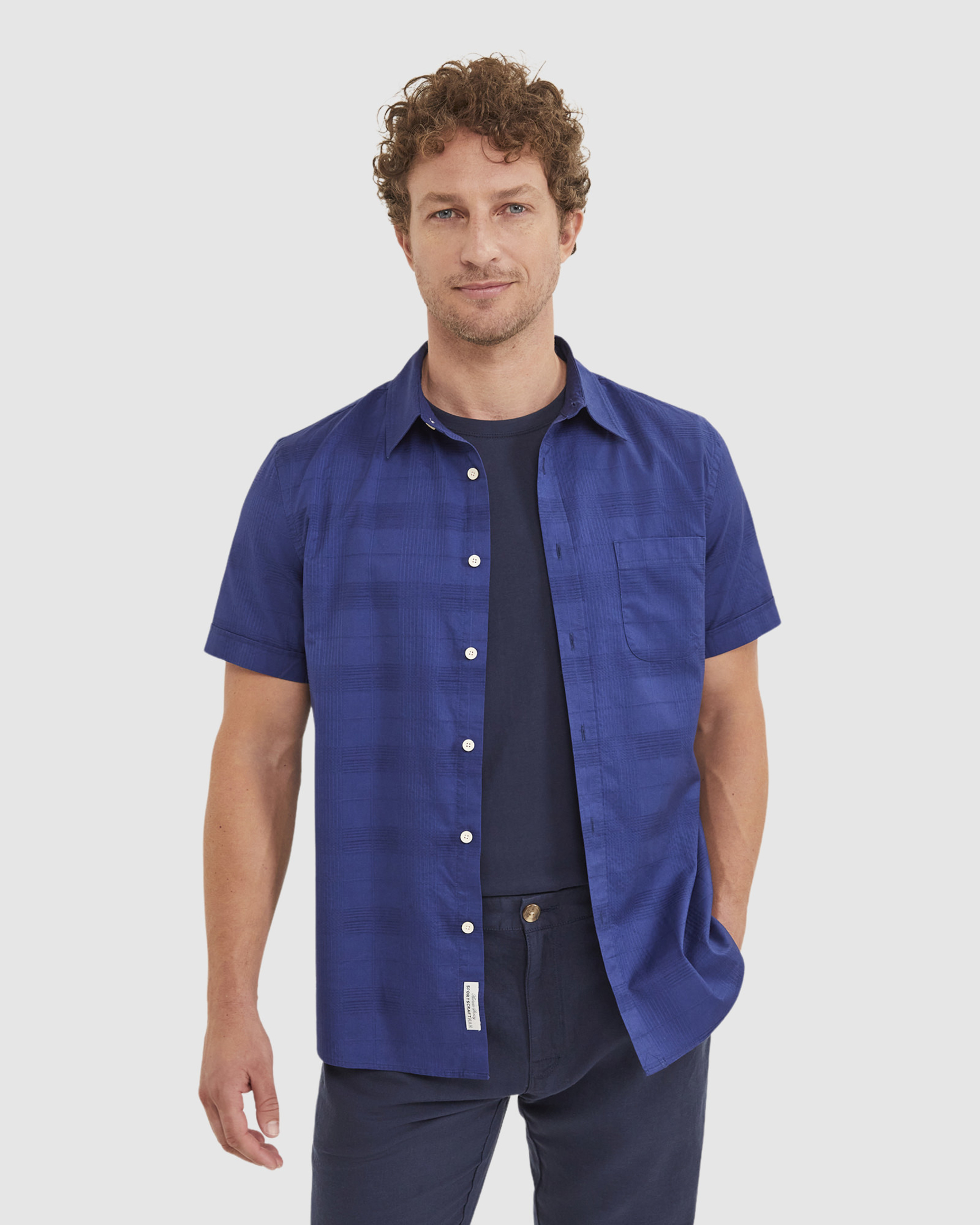 Bains Short Sleeve Shirt in BLUE INK