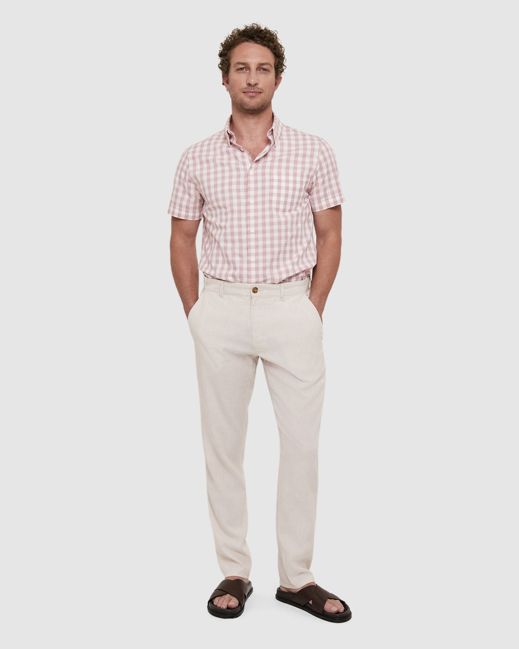 Penfield Short Sleeve Shirt in PINK/WHITE