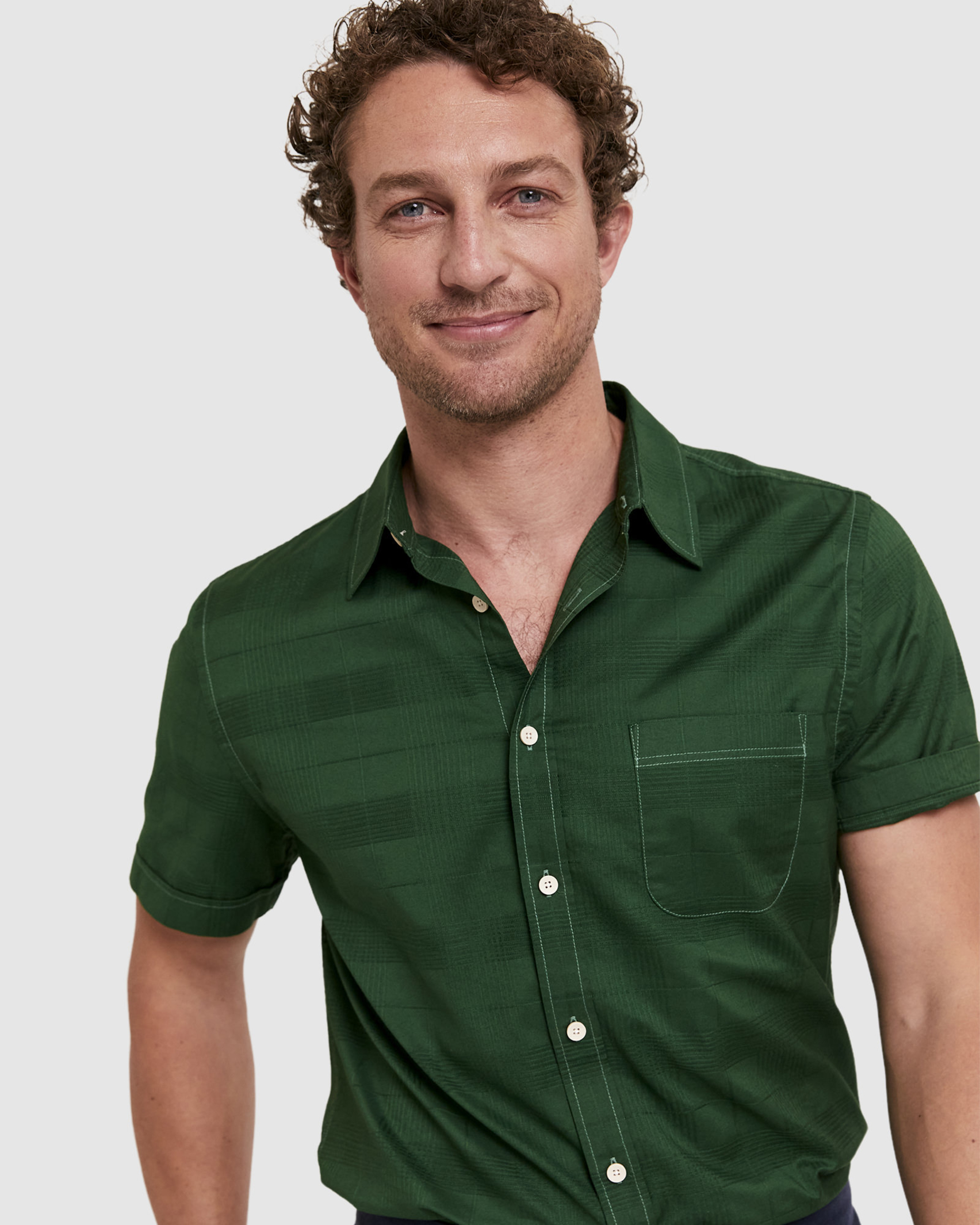 Bains Short Sleeve Shirt in DARK GREEN