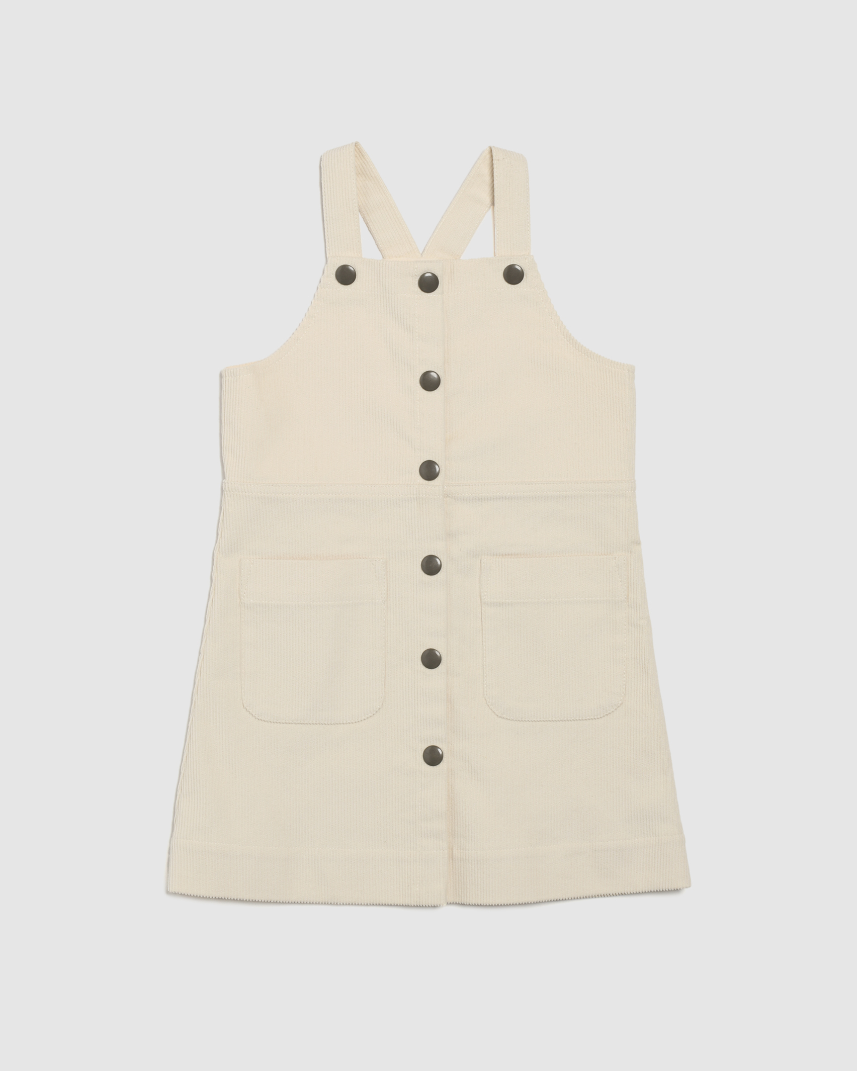 Coco Cord Pinafore Dress in IVORY
