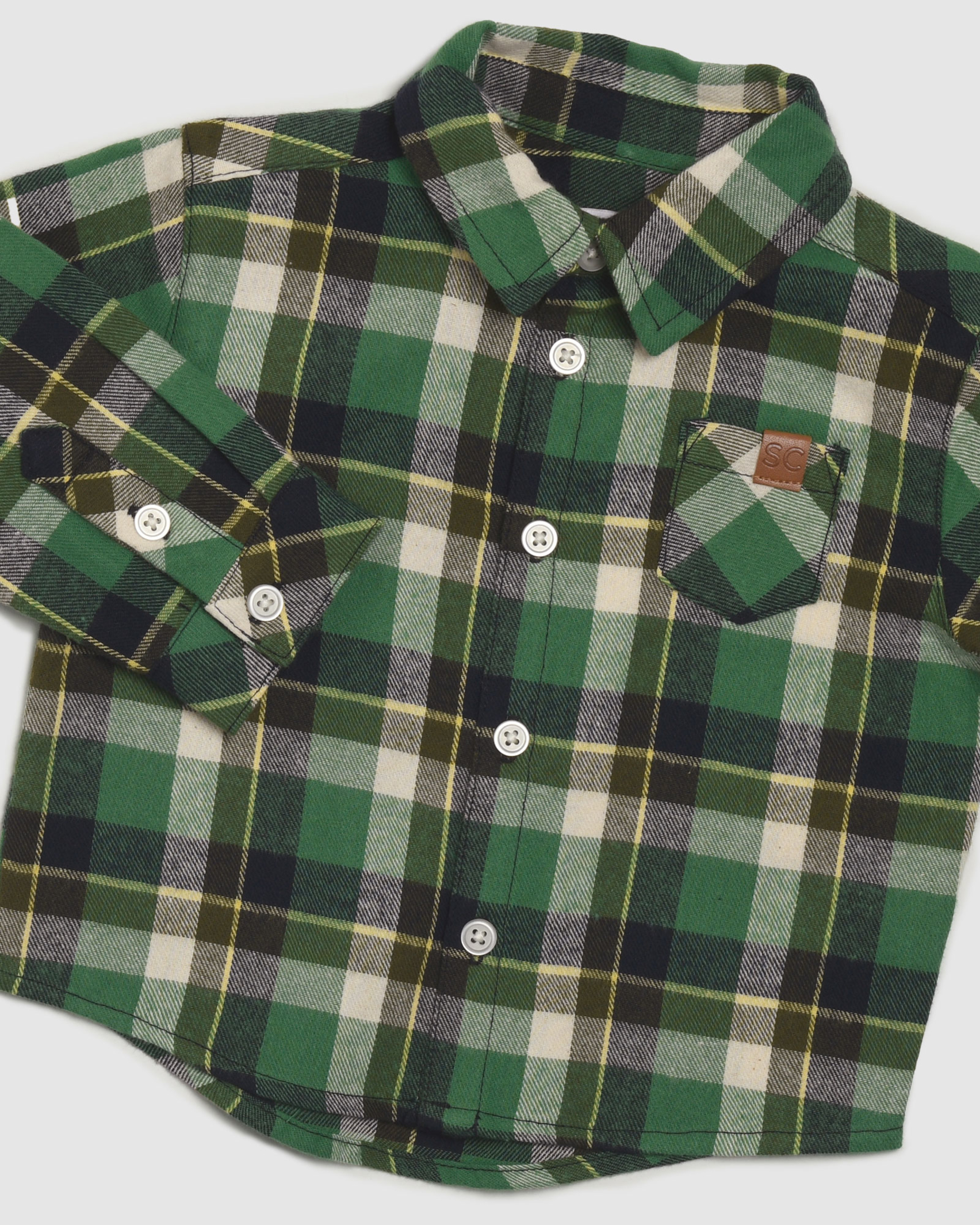 Chris Check Cotton Shirt in GREEN