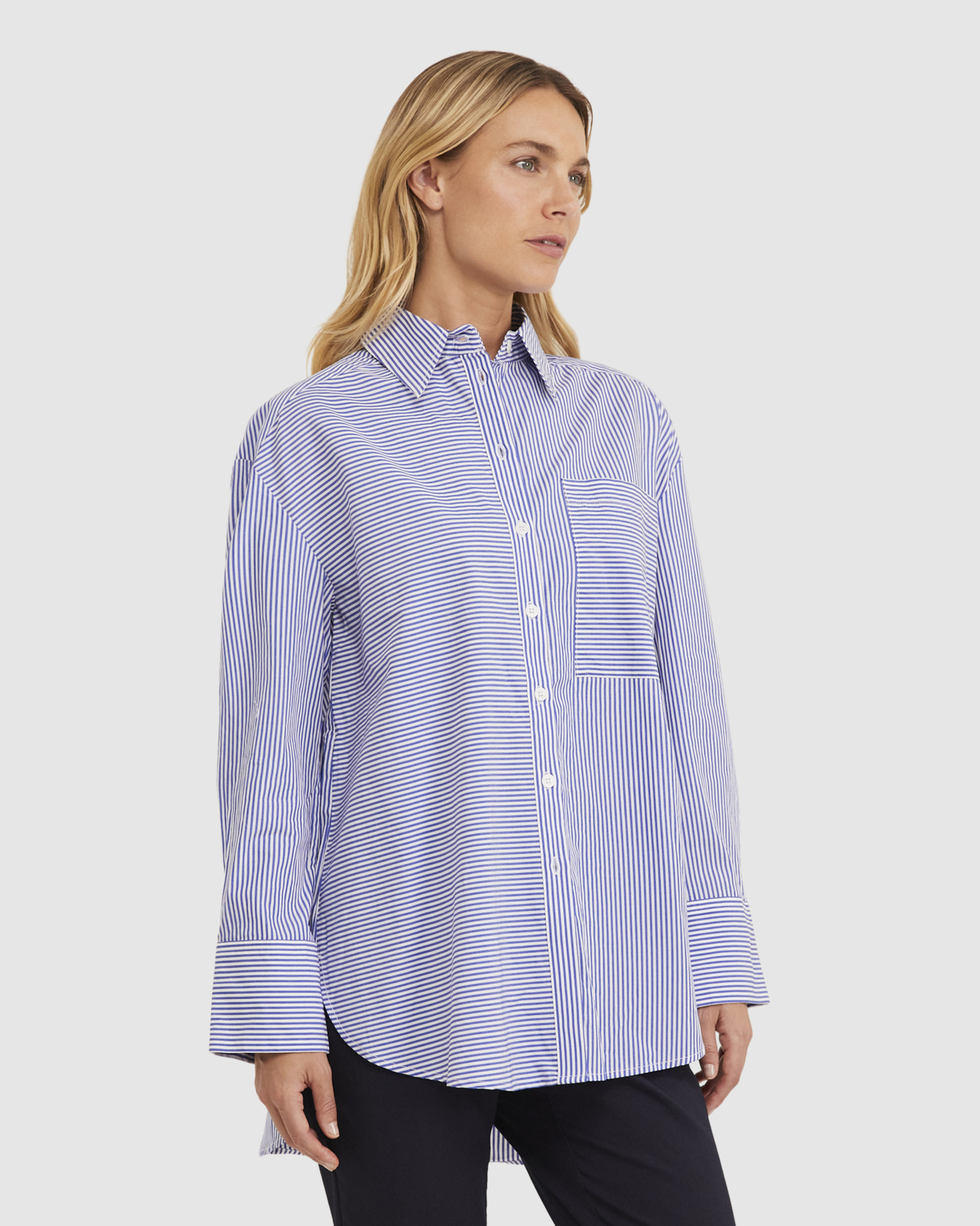 Bailey Stripe Shirt in IVORY/BLUE