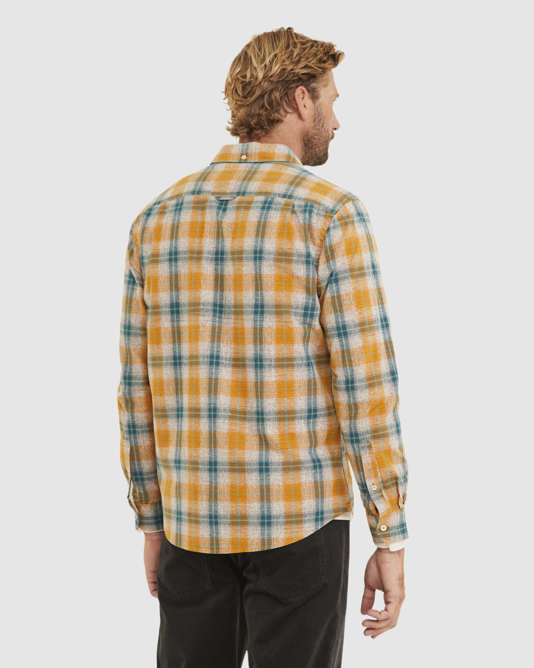 Norman Check Tapered Shirt in GOLD