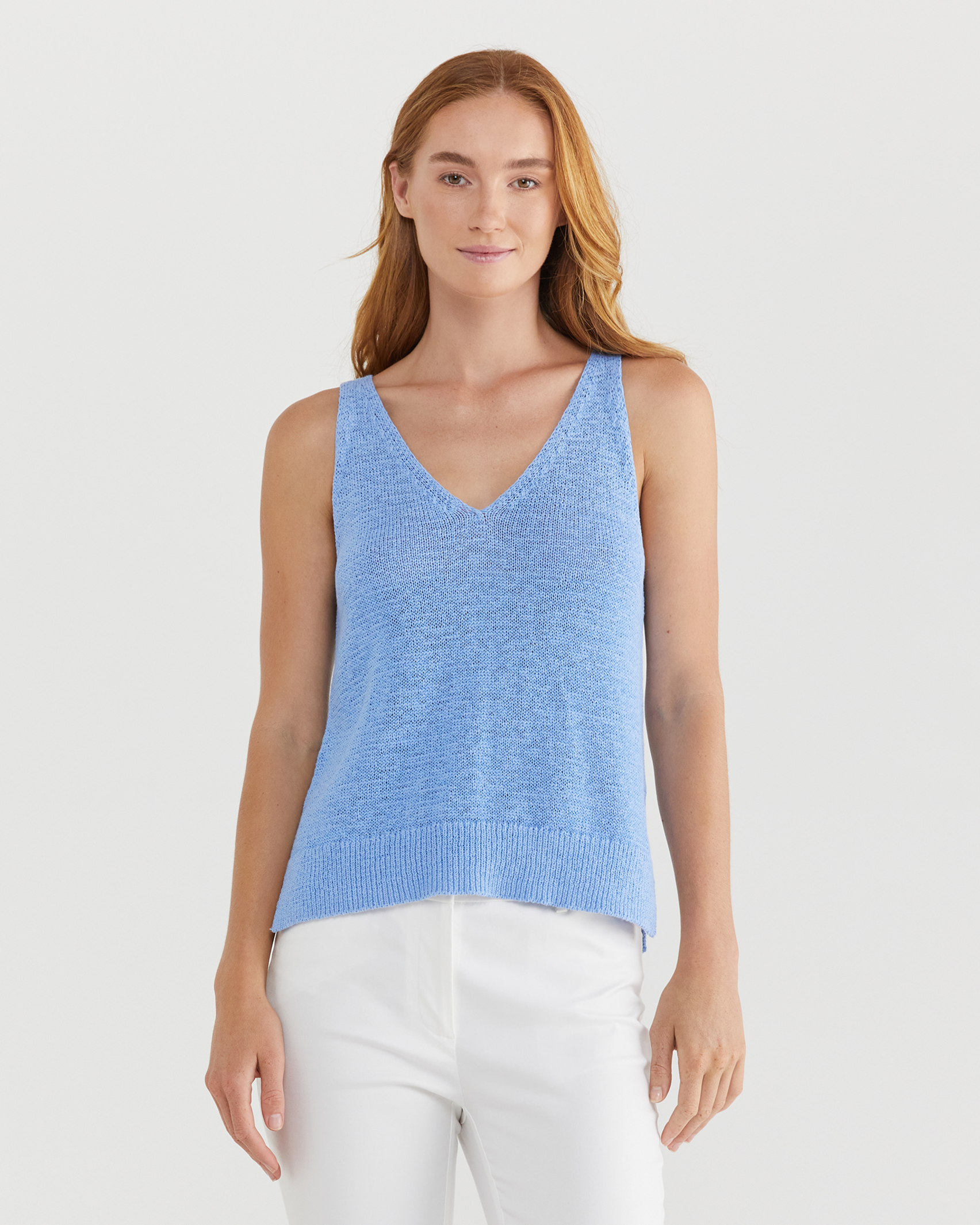 Jose Tape Yarn Singlet in CERULEAN