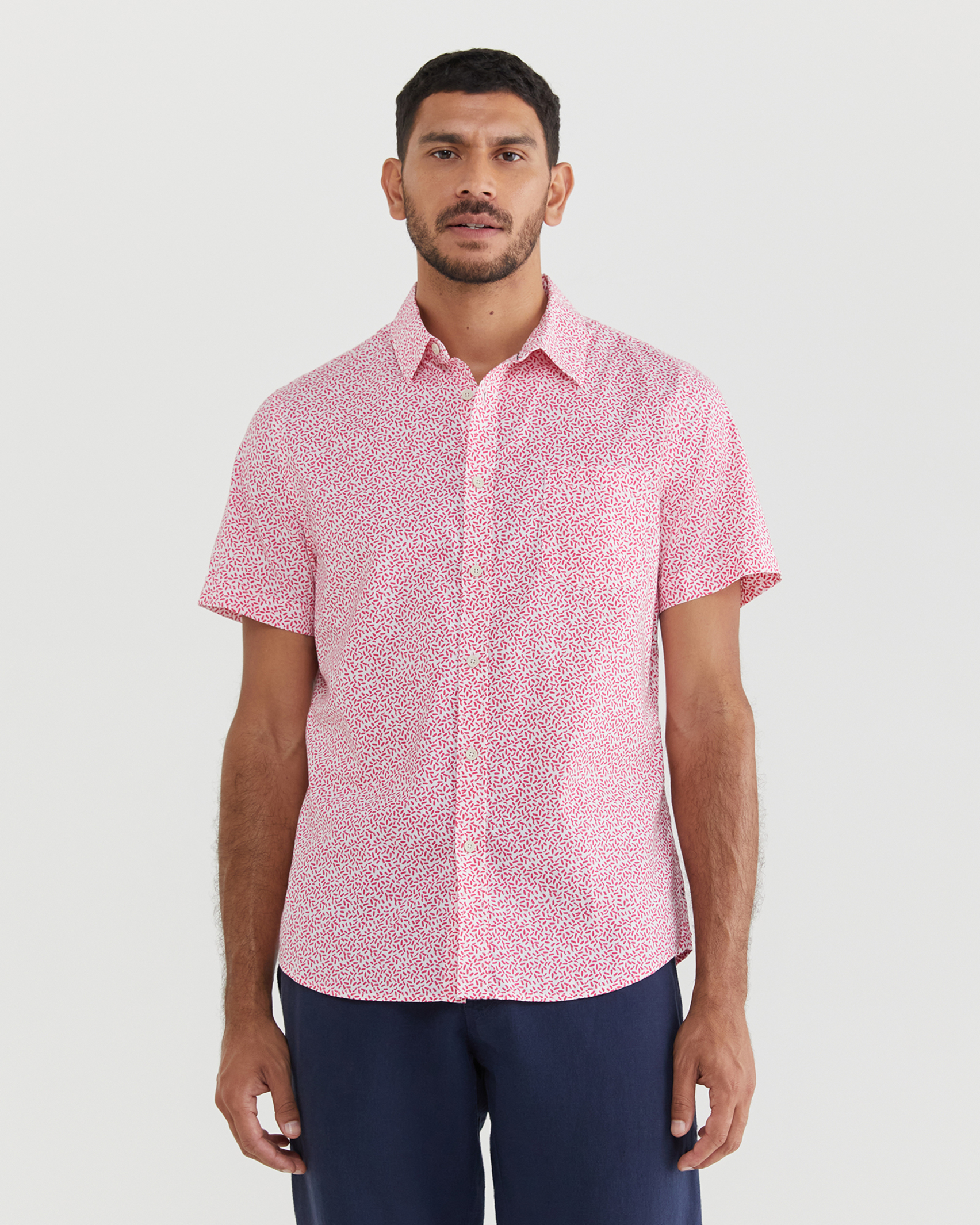 Parsons Short Sleeve Shirt in WHITE/PINK