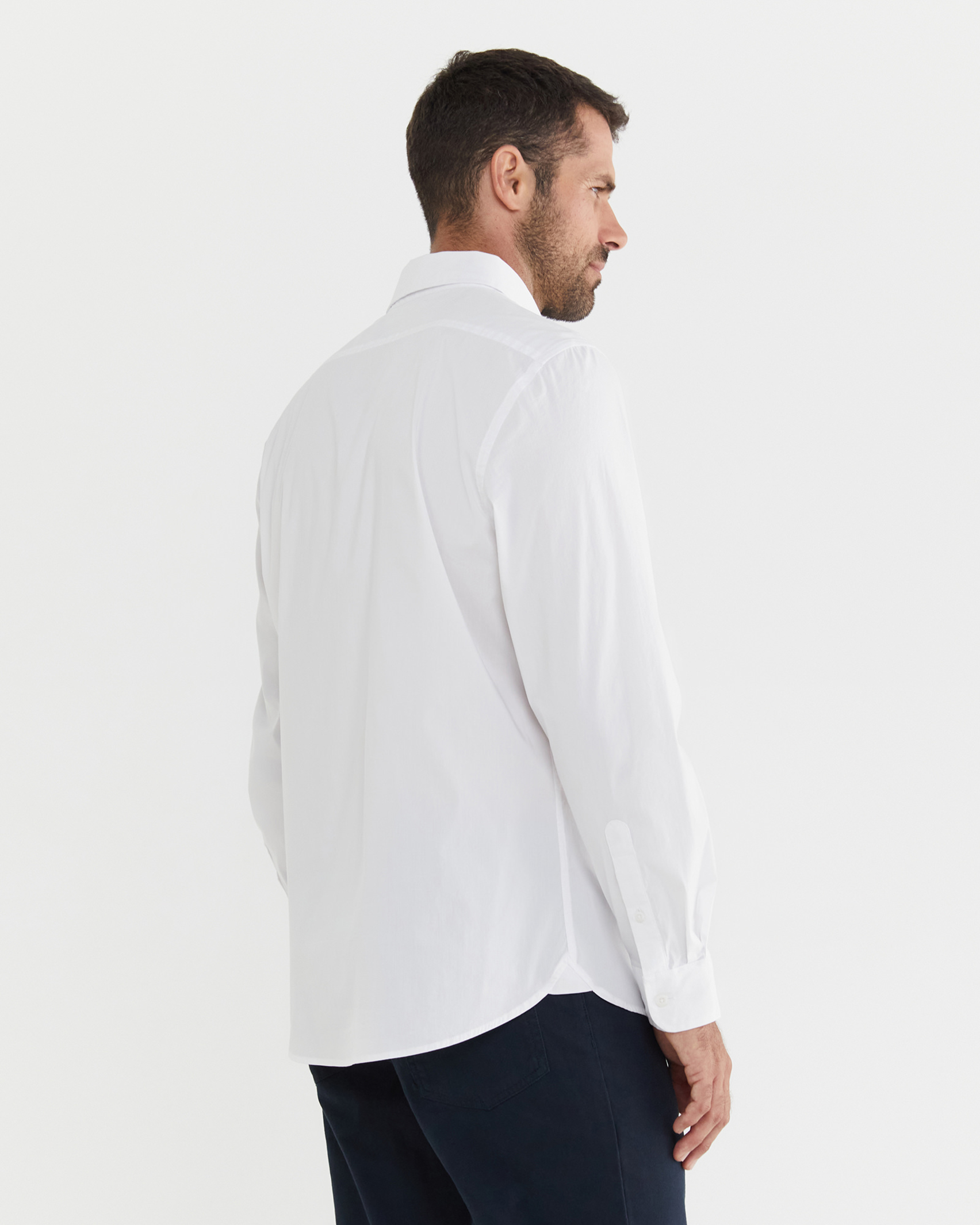 Stretch Poplin Tapered Shirt in WHITE