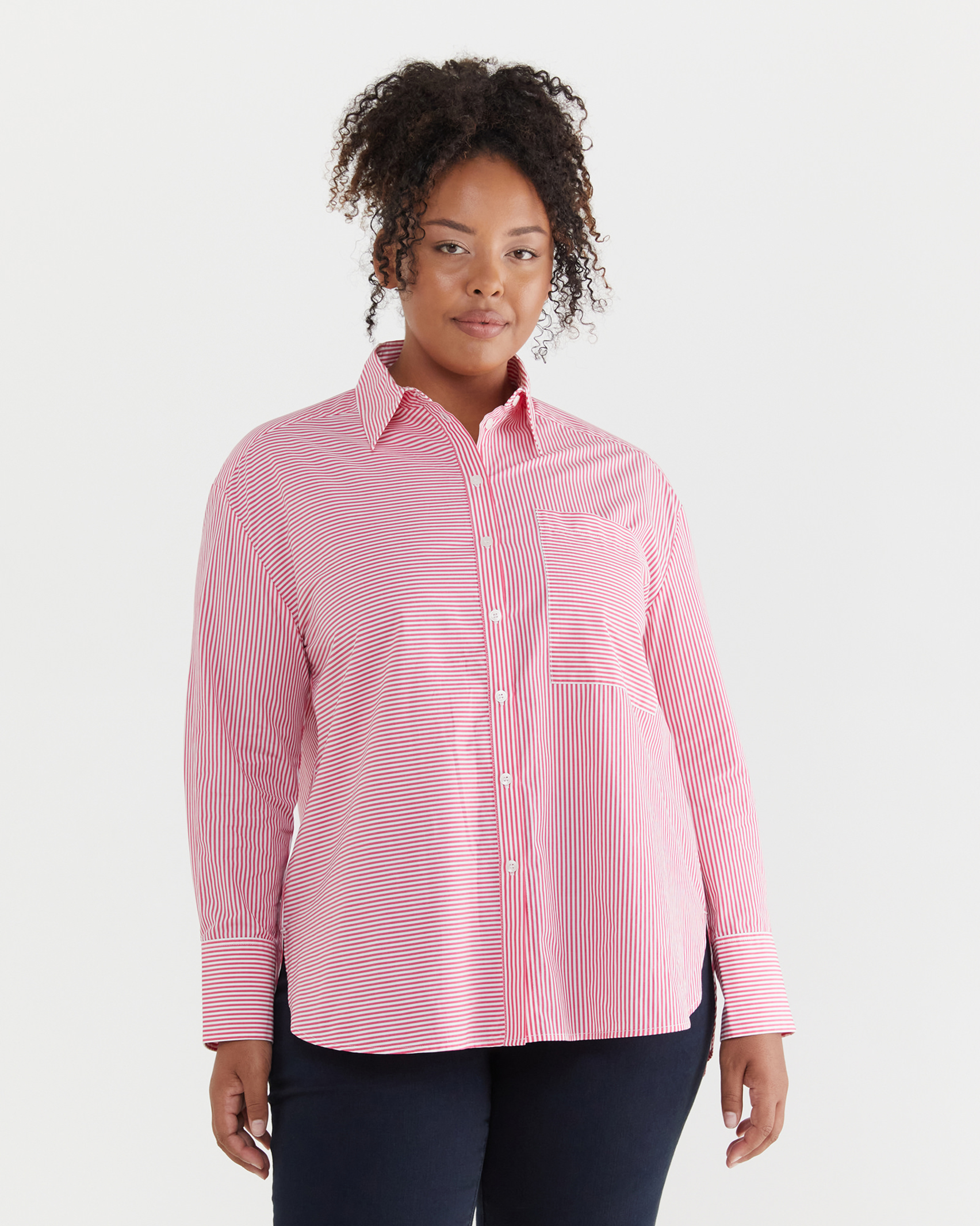 Bailey Stripe Shirt in PINK/WHITE