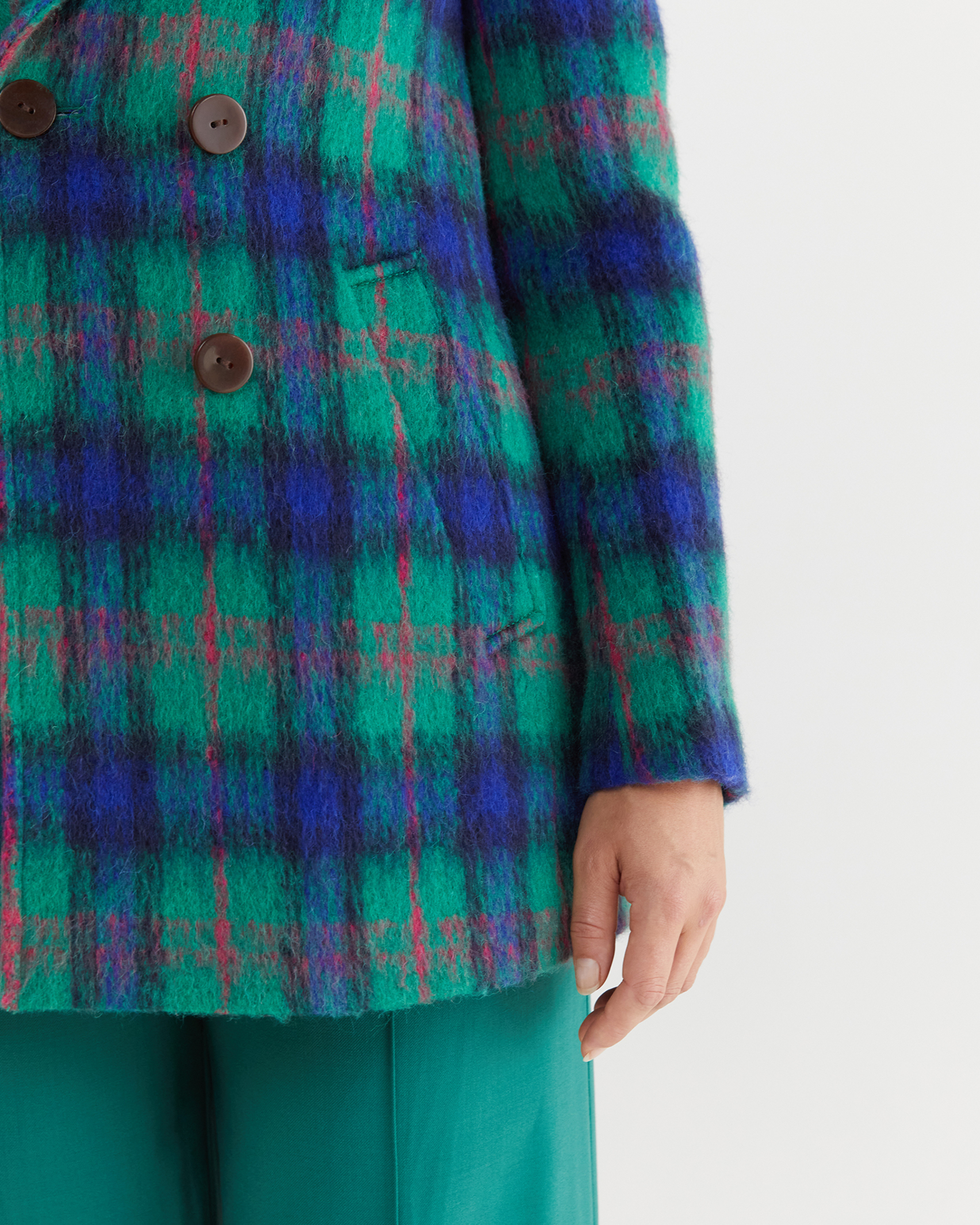 Mariana Wool Blend Peacoat in GREEN MULTI