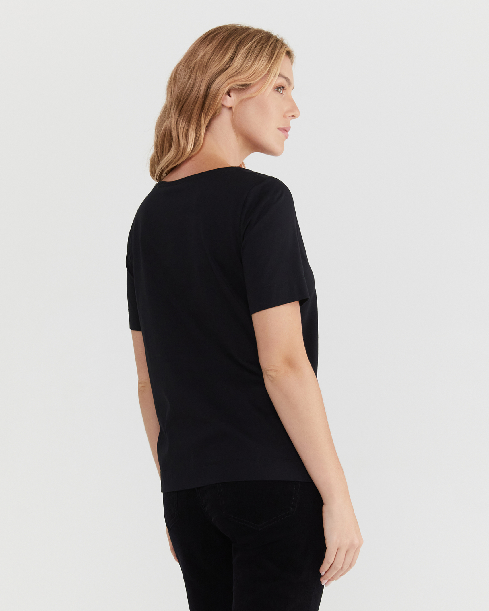 Cotton Short Sleeve Tee in BLACK