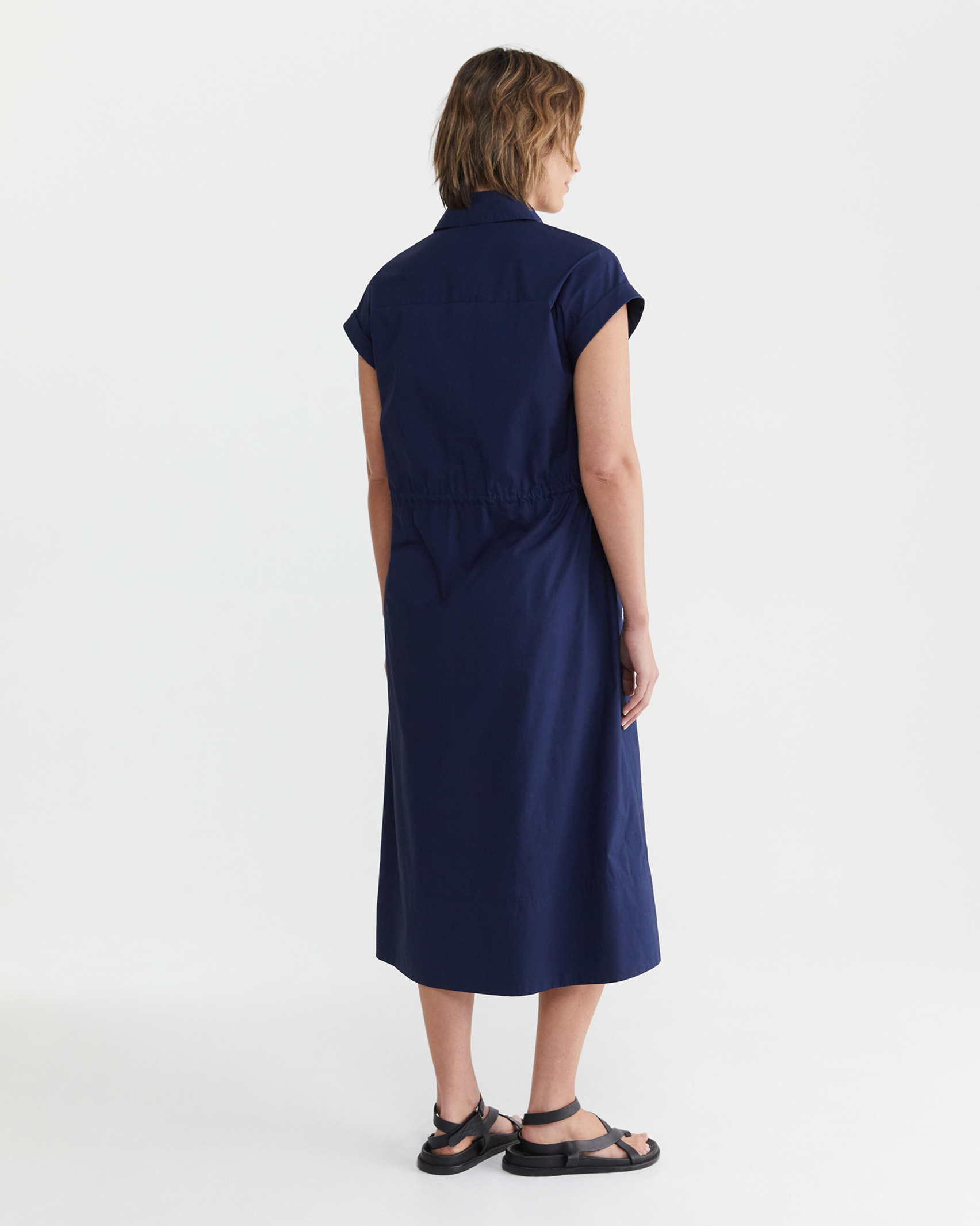 Alex Poplin Dress in NAVY
