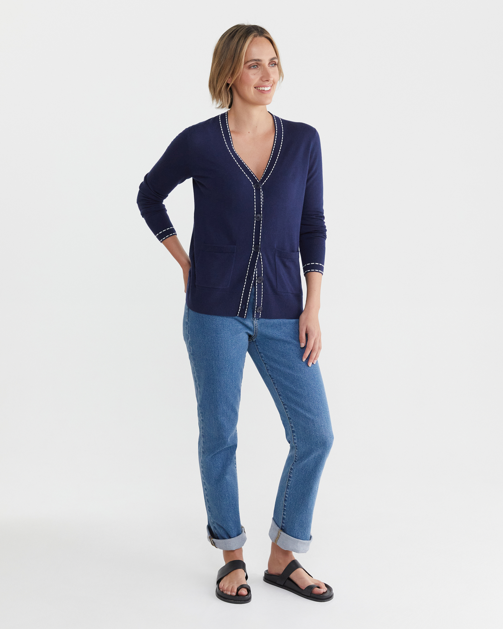 Lauren Long Cardi in NAVY