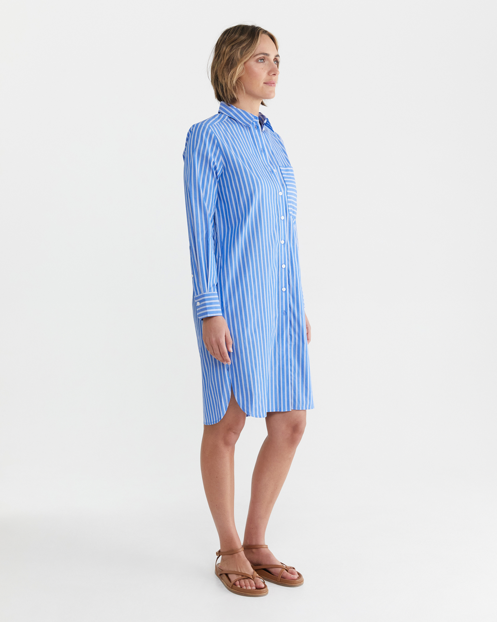Susan Stripe Shirt Dress in BLUE/WHITE