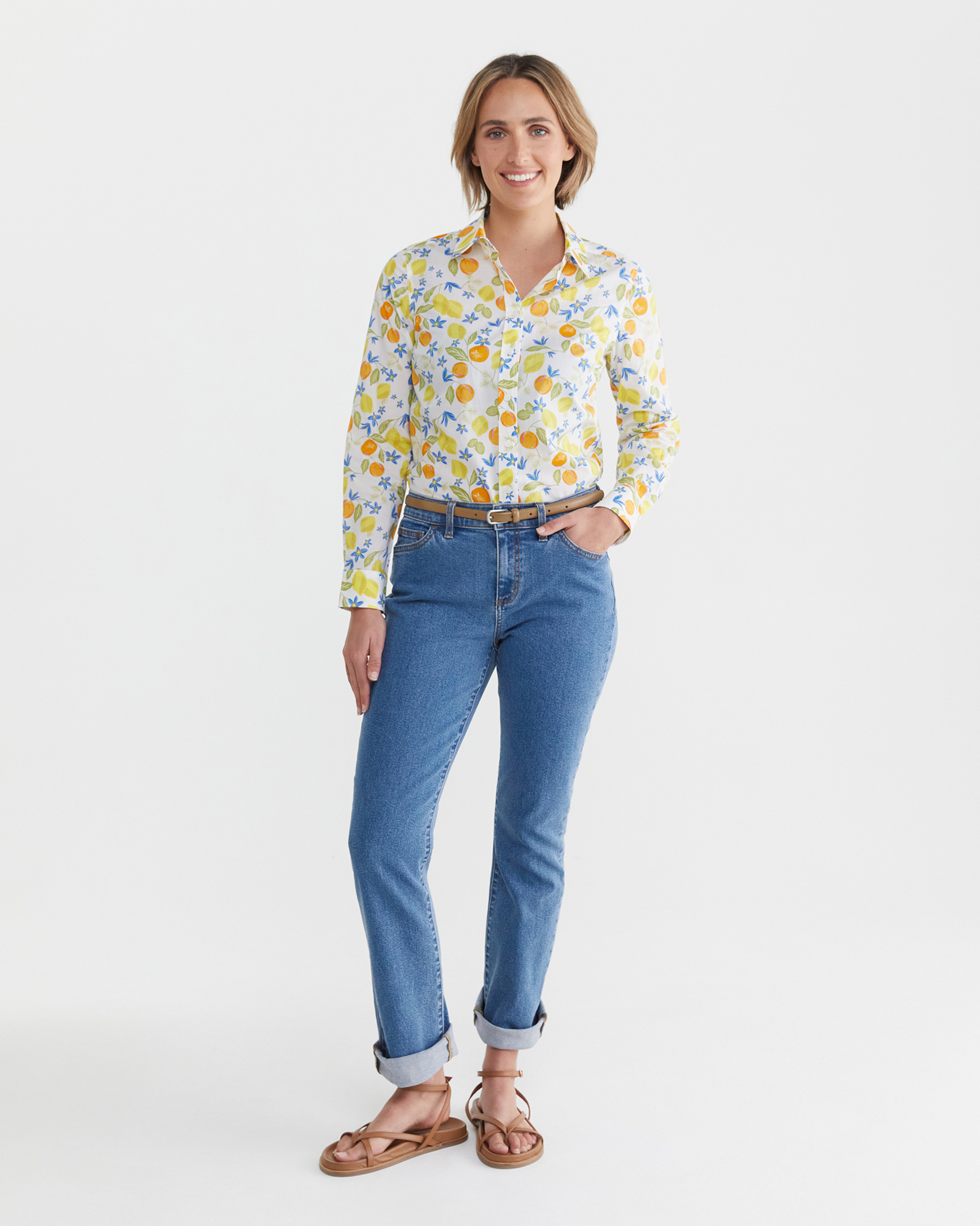 Citron Lily Voile Shirt in MULTI WHITE
