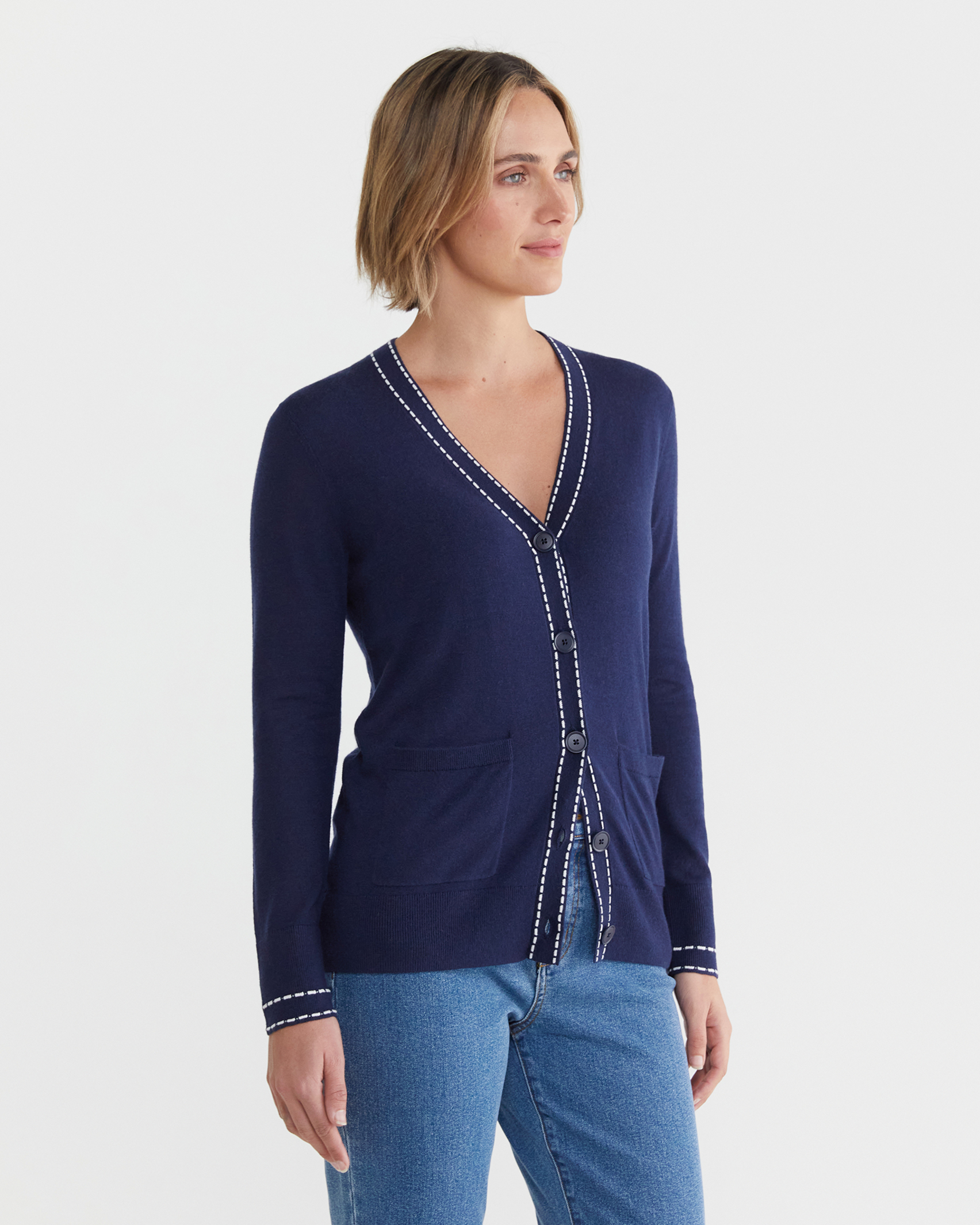 Lauren Long Cardi in NAVY